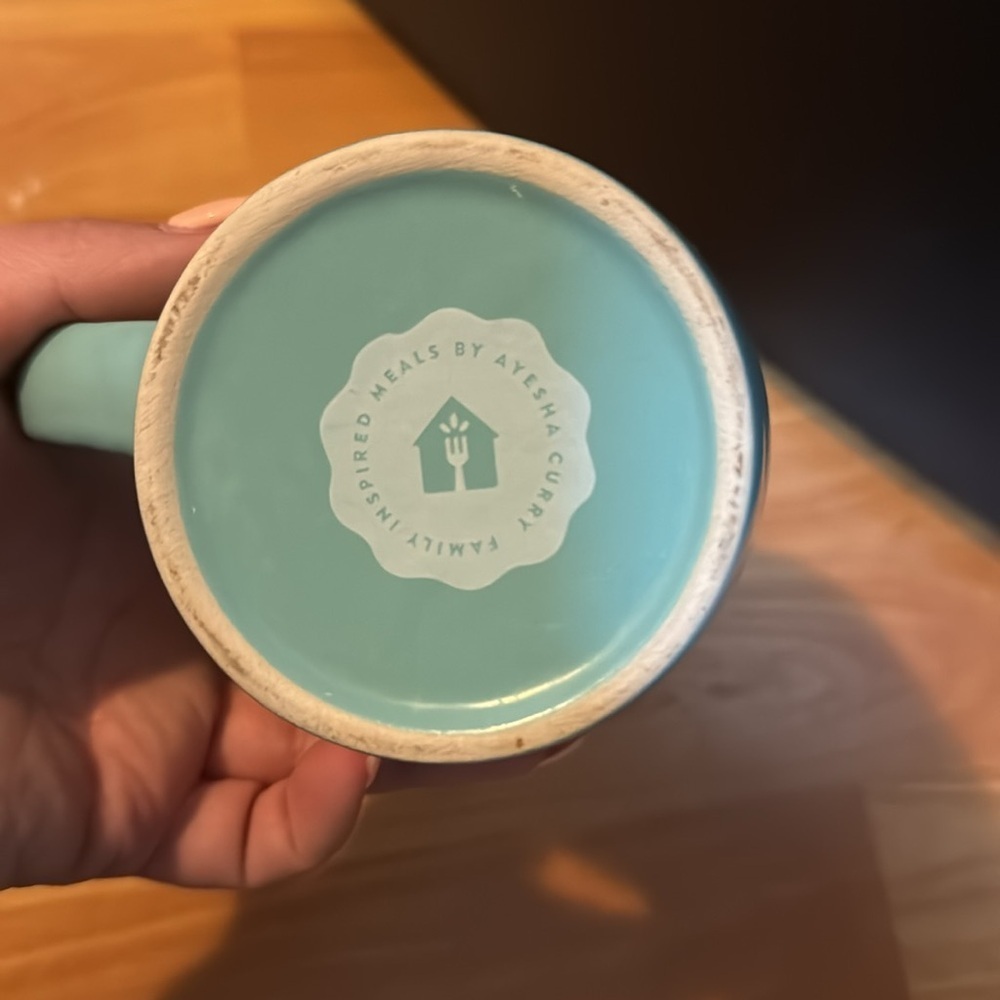 Rather be in bed teal coffee mug Ayesha curry dinner kitchen drinkware - Picture 3 of 3